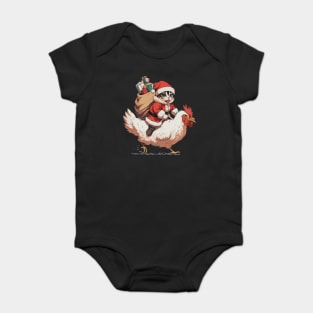 Christmas, Funny Cat on a Chicken - 2 Baby Bodysuit